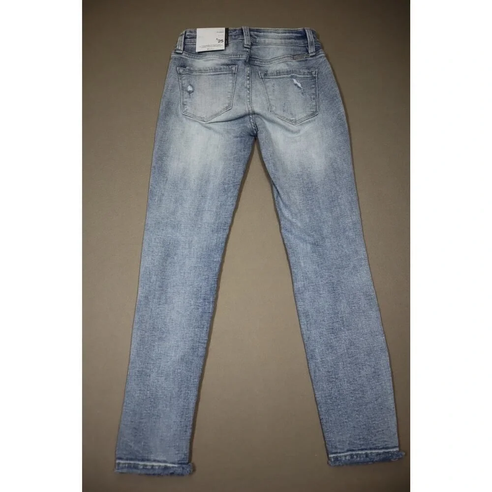 Kancan Mid Rise Ankle Skinny Ripped Light‎ Denim Jeans Size 3/25